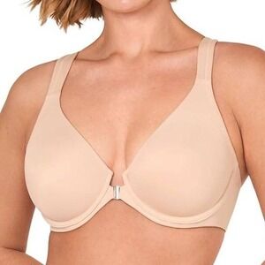 Delimira Womens Front Close Underwire Bra Beige Nude Racerback 38C W431X